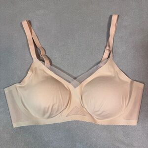 Honeylove Crossover Wire-Free Bra Size L Sand Nude Unlined Mesh Comfort